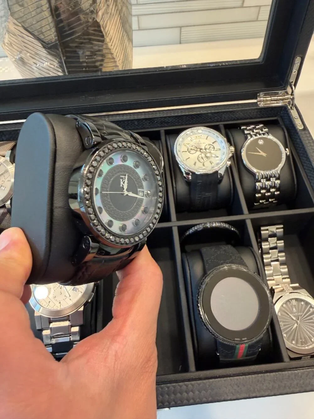 TechnoMarine KC Black Diamond Watch | Mother of Pearl Dial